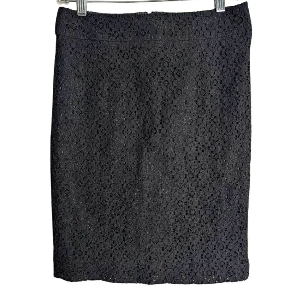 Banana Republic Black Lace Crochet Pencil Straight Skirt Knee Length Womens 2